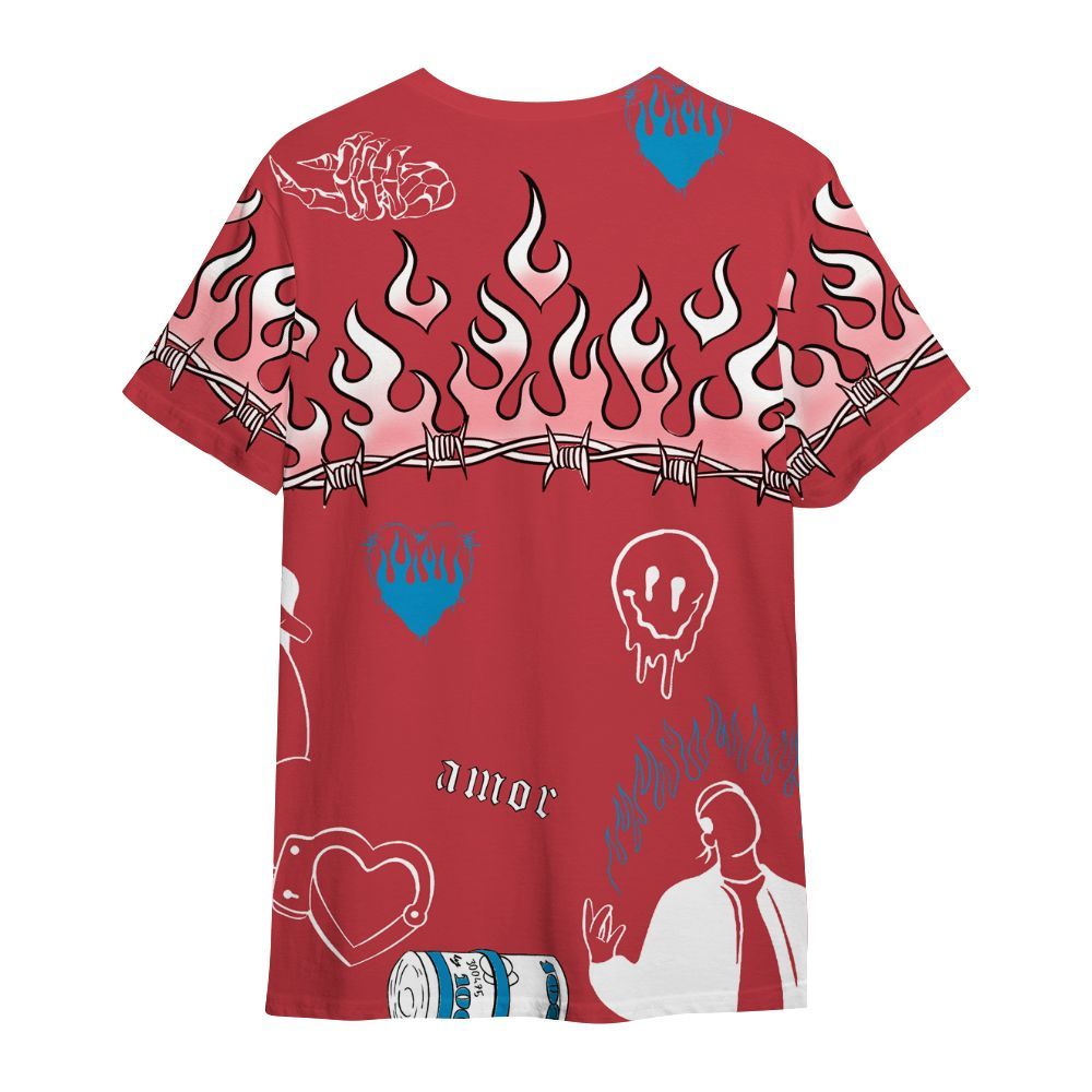 Shirt To Match High OG University Red Dark Powder Blue 1s - Snake Trust No One All Over Print