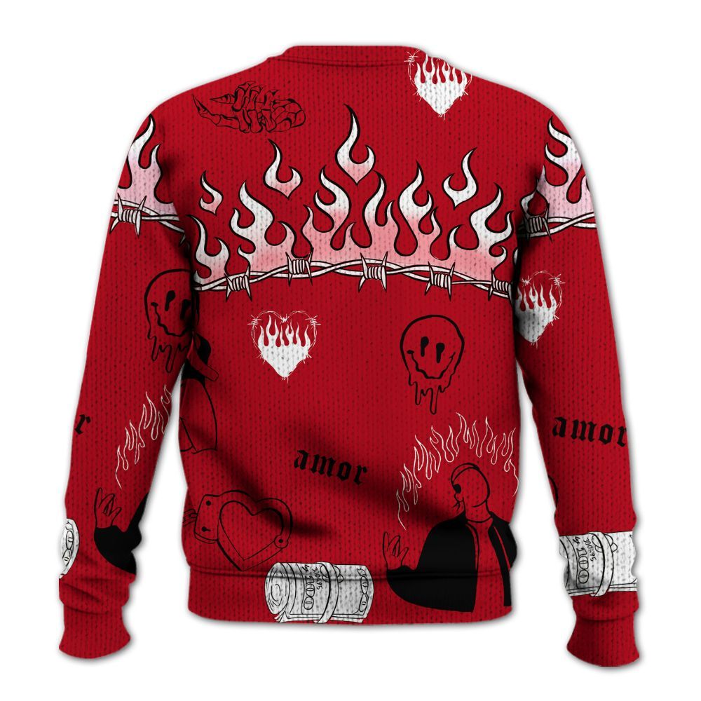 Knitted Sweater To Match Bred Velvet 11s - Trust No One Graphic