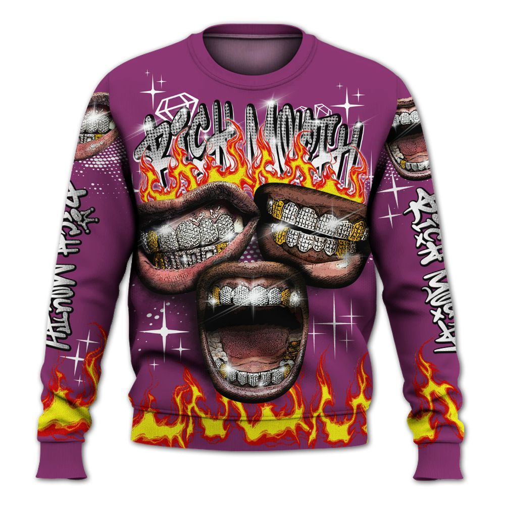 Sweatshirt To Match Air Max Sunder Gore Tex Bold Berry - Rich Mouth Fire Rap Retro 90s All Over Print
