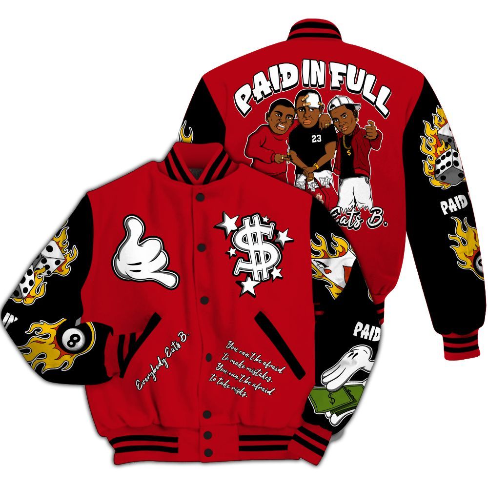 Varsity Jacket To Match Bred Velvet 11s - Funny Everybody Paid In Full Graphic All Over Print