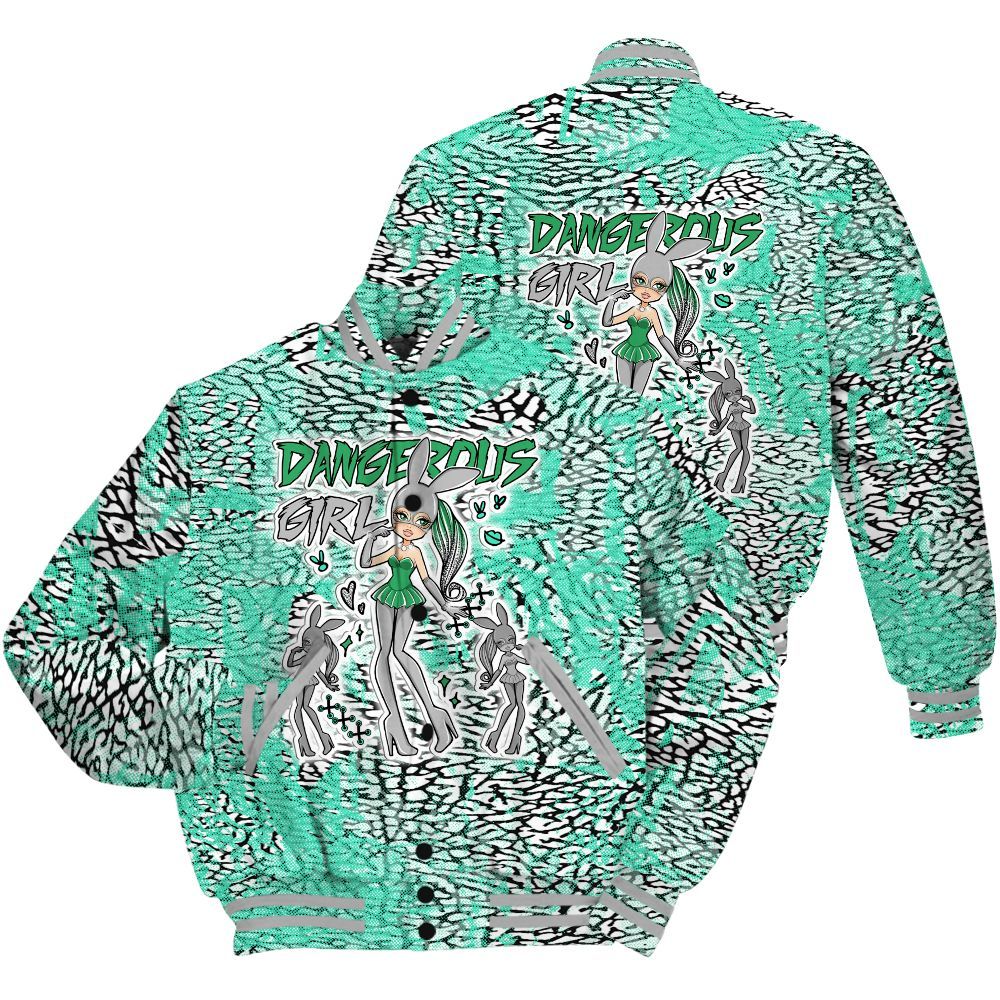 Varsity Jacket To Match Black Green Glow 3s Shirt - Dangerous.Girl Heart Grunge All Over Print