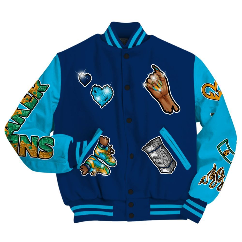 Varsity Jacket To Match Dunk Low GS Electric Algae - Sneakerz Girlz All Over Print