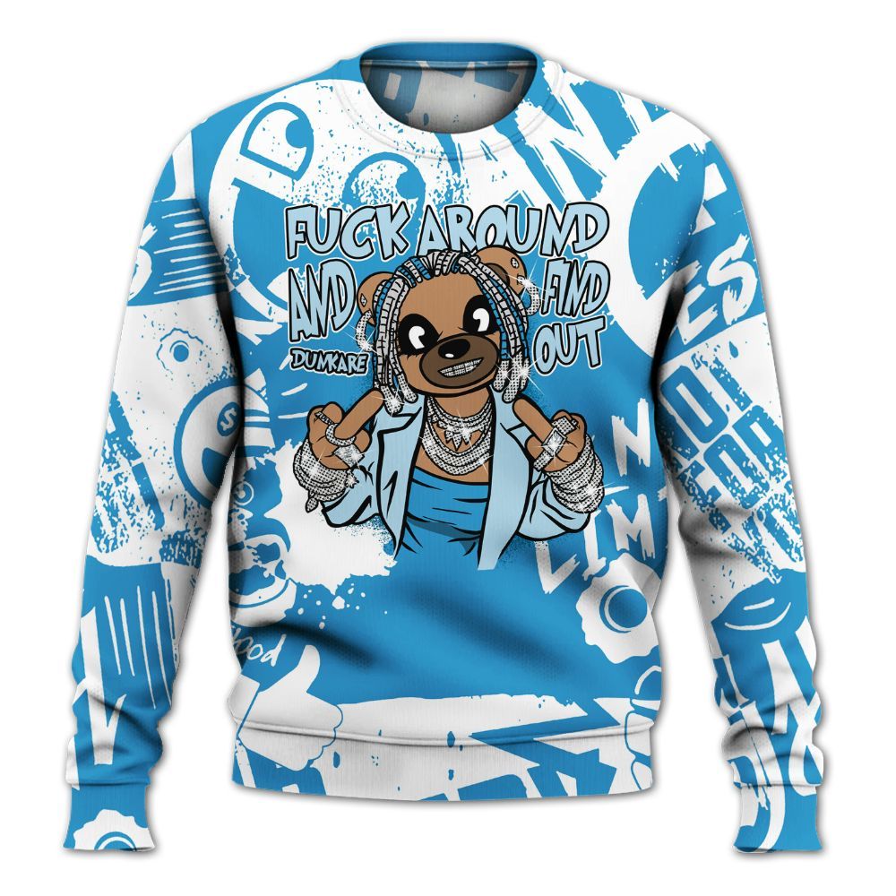 Sweatshirt To Match Powder Blue 9s - F#ck Around Bear Bear Monogram Graffiti All Over Print