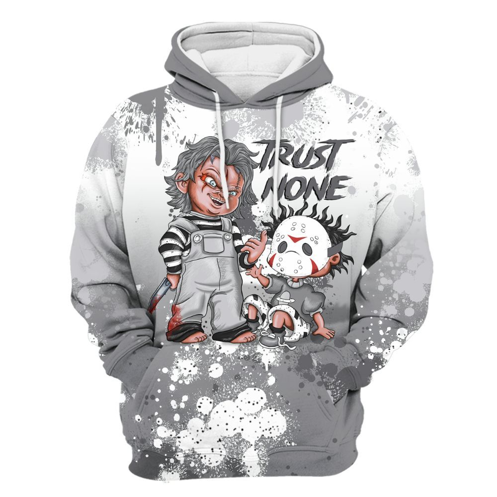 Hoodie To Match Retro Wolf Grey 5s - Trust No One Scary All Over Print