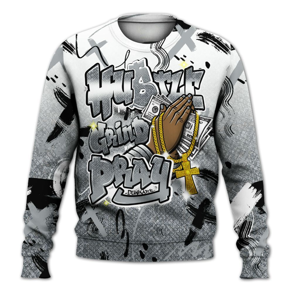 Sweatshirt To Match Low CNY Year Of The Snake 11s - Money Hustle Grind Pray All Over Print