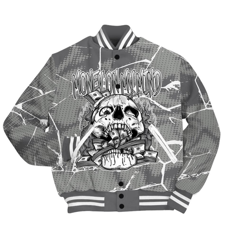 Varsity Jacket To Match Paris Cement Grey 4s - MOMM Skeleton Crack Varsity Jacket Unisex