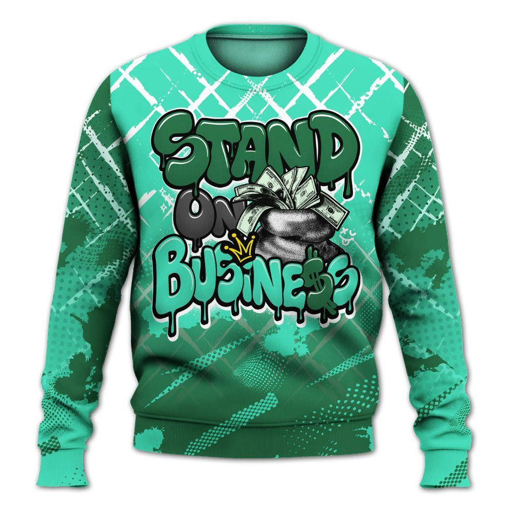 Sweatshirt To Match Black Green Glow 3s - Halftone Stand Business Dripping All Over Print
