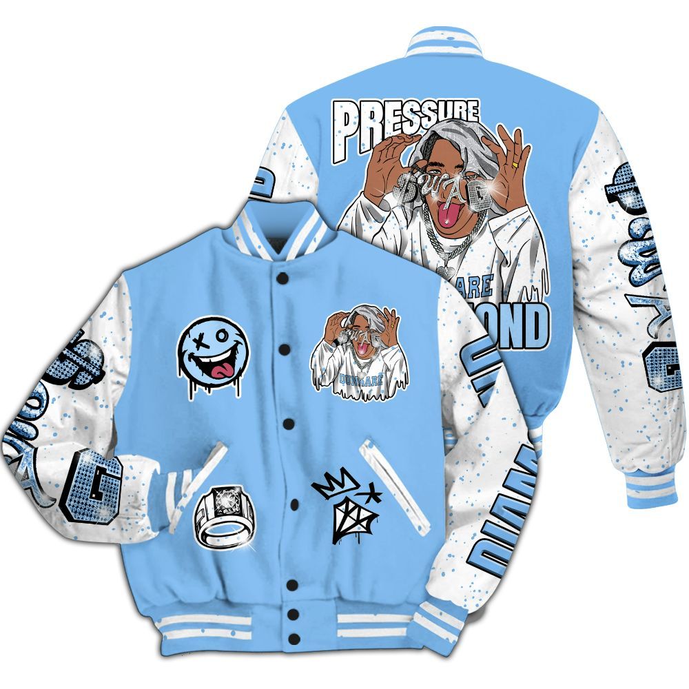 Varsity Jacket To Match University Blue 5s - Pressures Makes Varsity Jacket To Match All Over Print