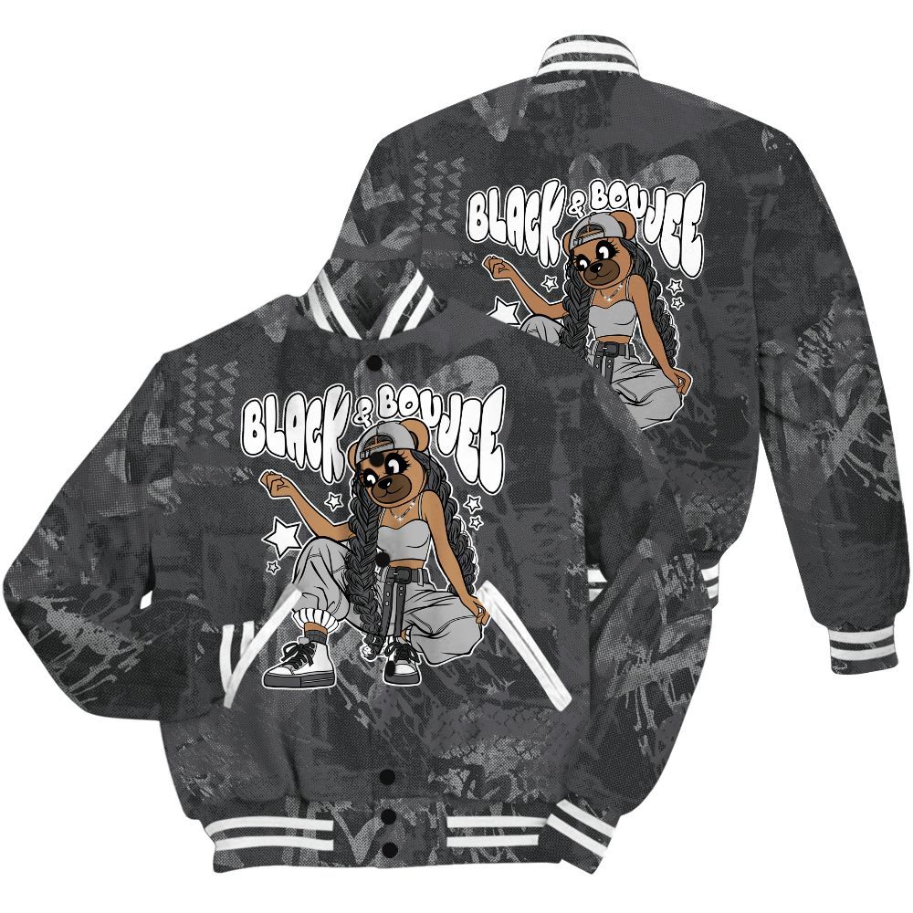 Varsity Jacket To Match White Thunder 4s Shirt - Boujee Girls Bear Heart Grunge All Over Print