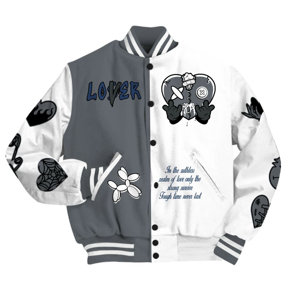 Varsity Jacket To Match Flint Grey 9s - Loser Lover Heart F Ck Love All Over Print