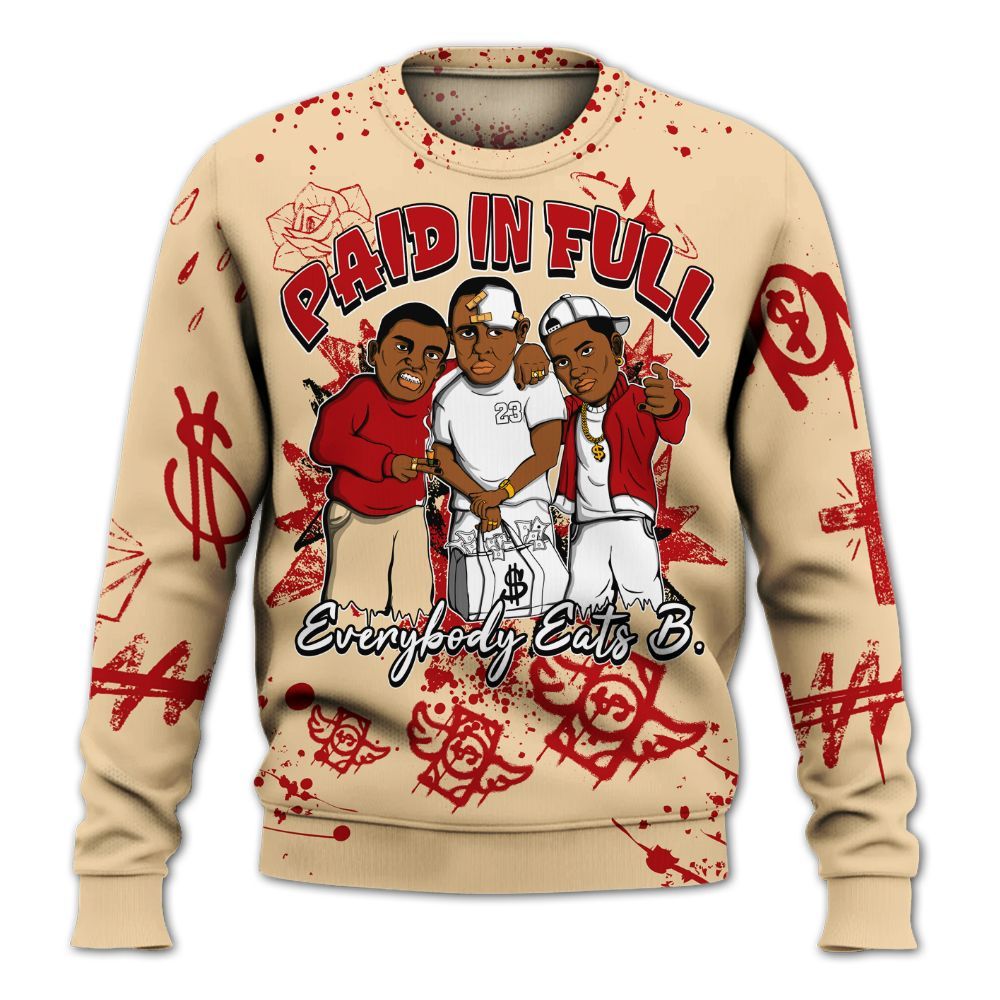 Sweatshirt To Match Dunk Low Strawberry Waffle - Everybody Paid In Full Crayon All Over Print