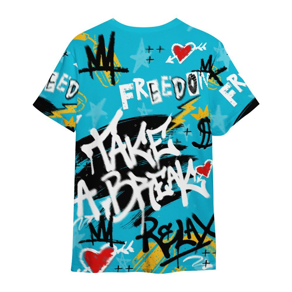 Shirt To Match Retro Aqua 5s - Take Break Freedom Graffiti Streetwear All Over Print