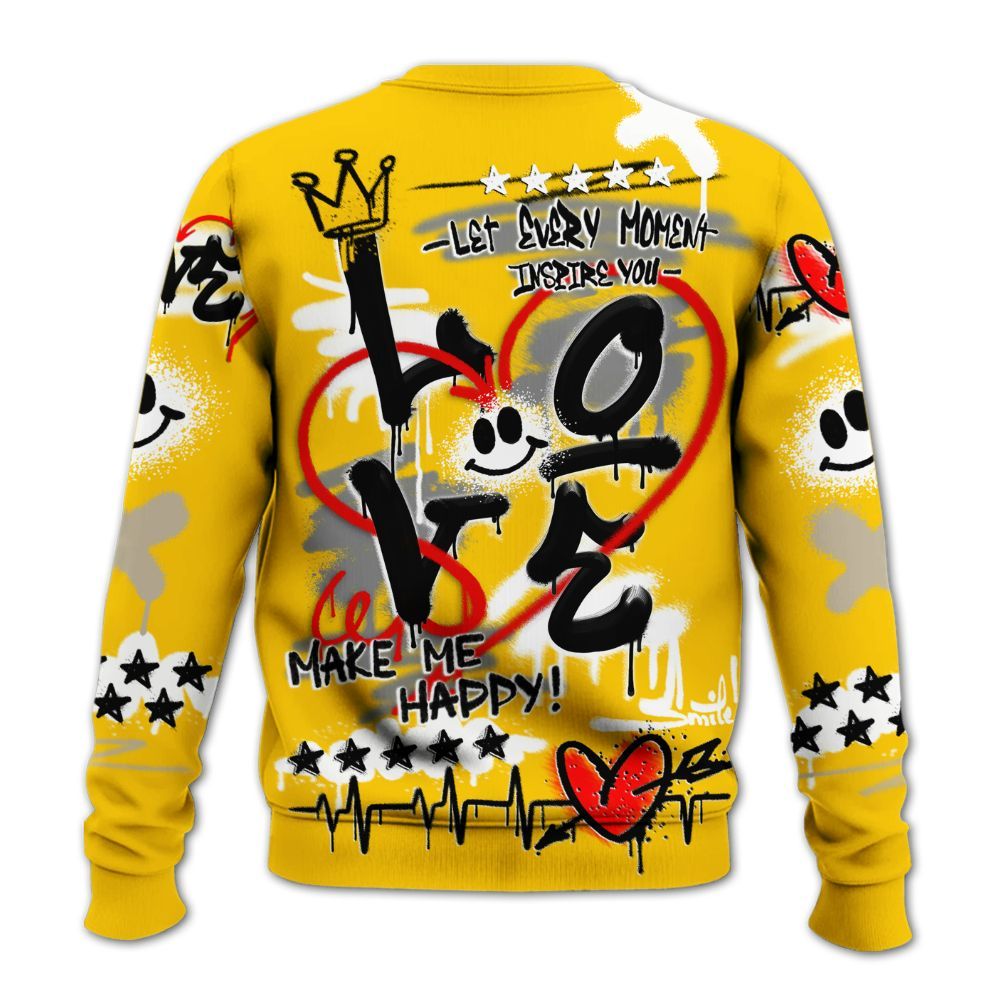 Sweatshirt To Match Vivid Sulfur 4s - Happy Love Beats Graffiti Streetwear All Over Print