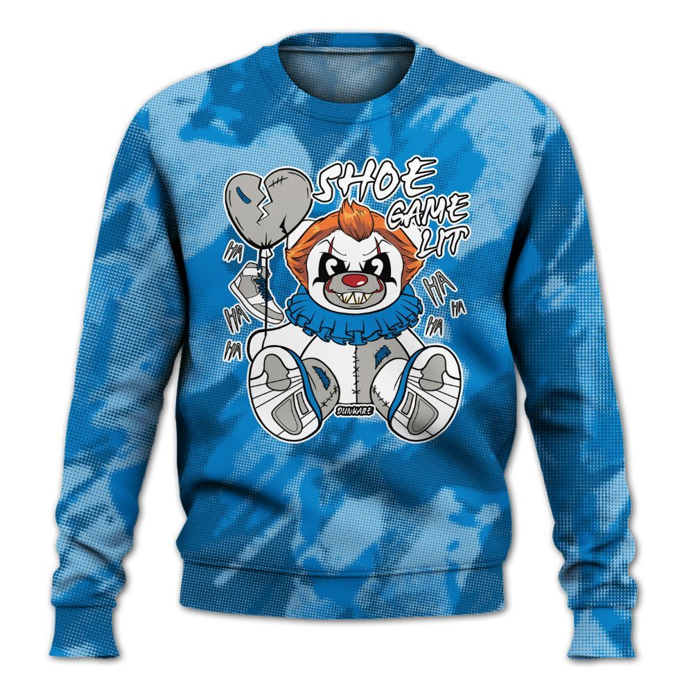 Sweatshirt To Match Military Blue 4s - Shoe Game Bear Abstract Halftone All Over Print