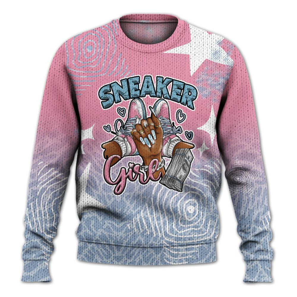 Sweater To Match Denim Pink Glow 3s - Sneakerz Girlz Unique Starz Graphic
