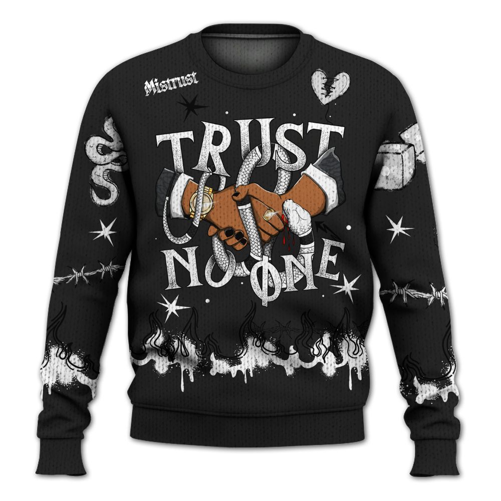 Knitted Sweater To Match Black Cat 3s - Trust No One Snake-Bite Doodle Crayon