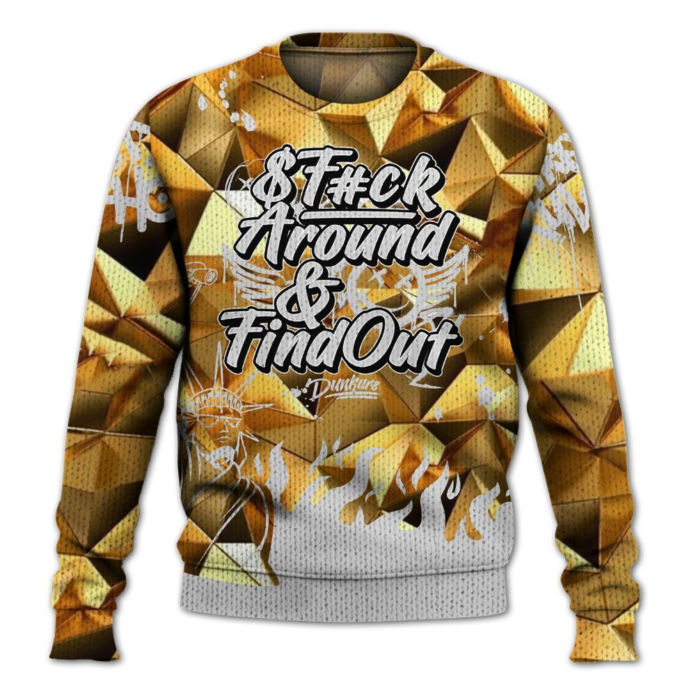 Knitted Sweater To Match NET Gold 4s - Graphic Fck Around Find Out