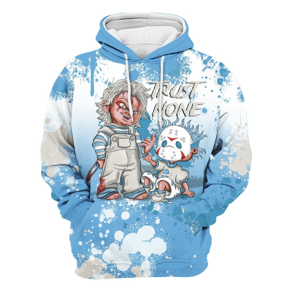 Hoodie To Match SB Dunk Low University Blue - Trust No One Scary All Over Print