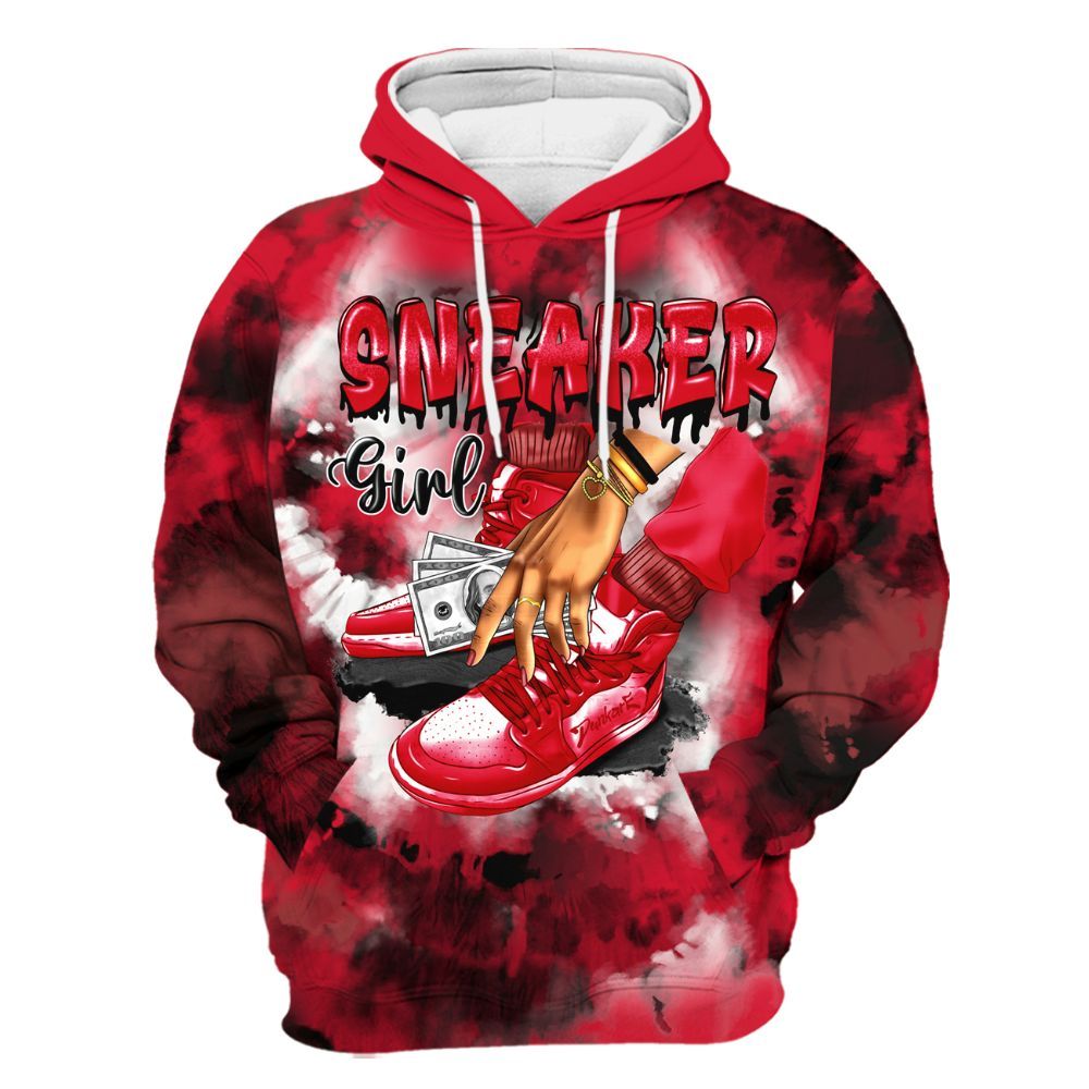Hoodie To Match Air Max Sunder Gore Tex Fire Red - SNEAKER Girl Money Drip Tie Dye All Over Print