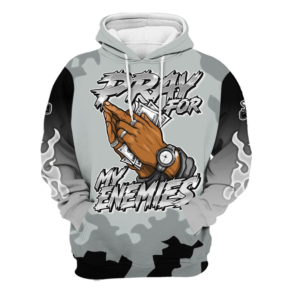 Hoodie To Match Black Wolf Grey 12s - Prayed For Enemies Graphic Blessing All Over Print