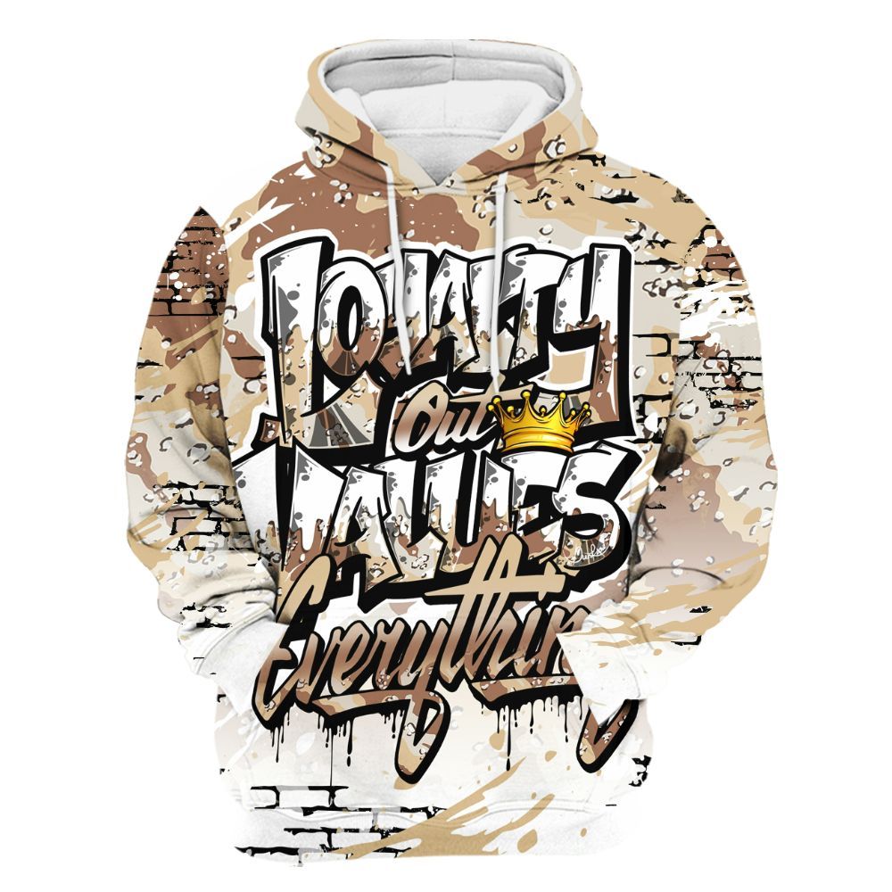 Hoodie To Match Desert Camo 3s - Values Of Loyalty Drip All Over Print