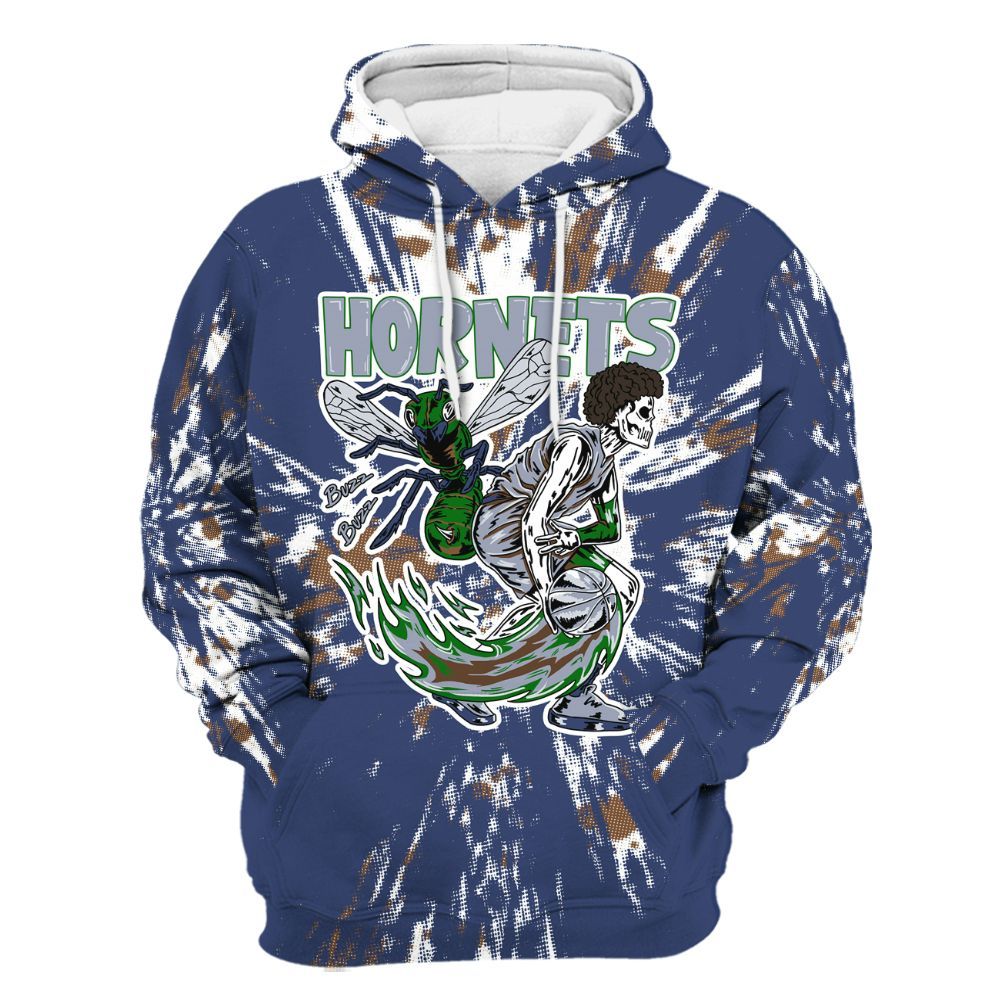 Hoodie To Match Midnight Navy 13s - Hornets Skeleton Luxury All Over Print