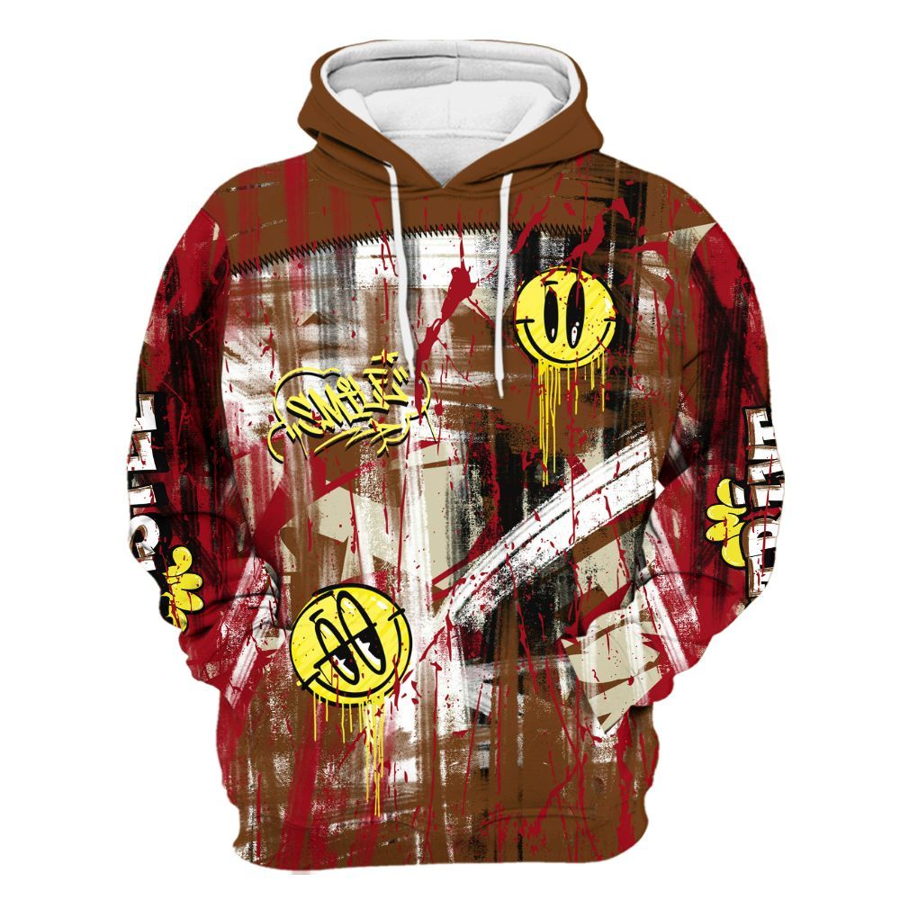 Hoodie To Match Archaeo Brown 5s - Money Skull Smile Fire All Over Print