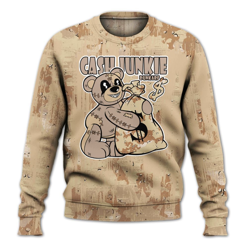 Sweatshirt To Match Desert Camo 3s - Cashs Junkie Bear Glitch Art All Over Print
