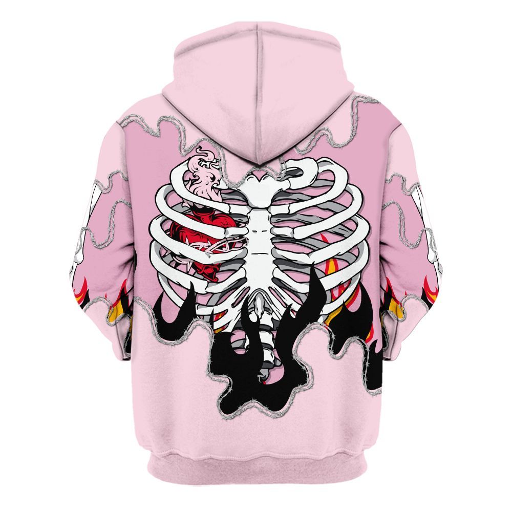 Hoodie To Match Orchid 4s - Skeleton Heart On Fire All Over Print