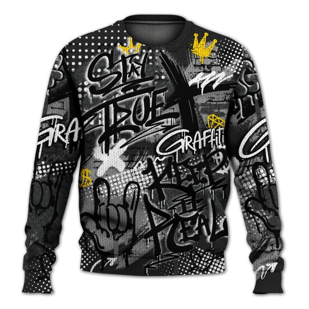 Knitted Sweater To Match Black Cat 3s - True It Real Graffiti Streetwear