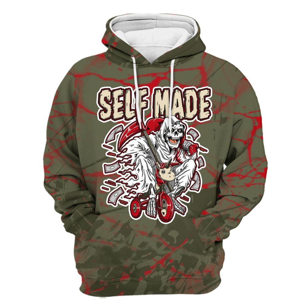 Hoodie To Match Travis Scott Low OG Medium Olive 1s - Self Make Skeleton Profound All Over Print