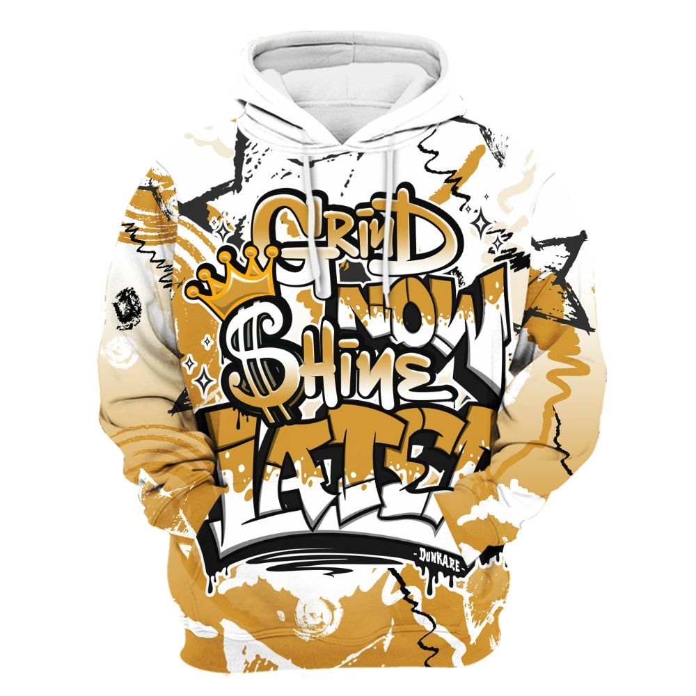 Hoodie To Match Dunk Low Wheat Pale Ivory - Grind Shine Later Drip All Over Print