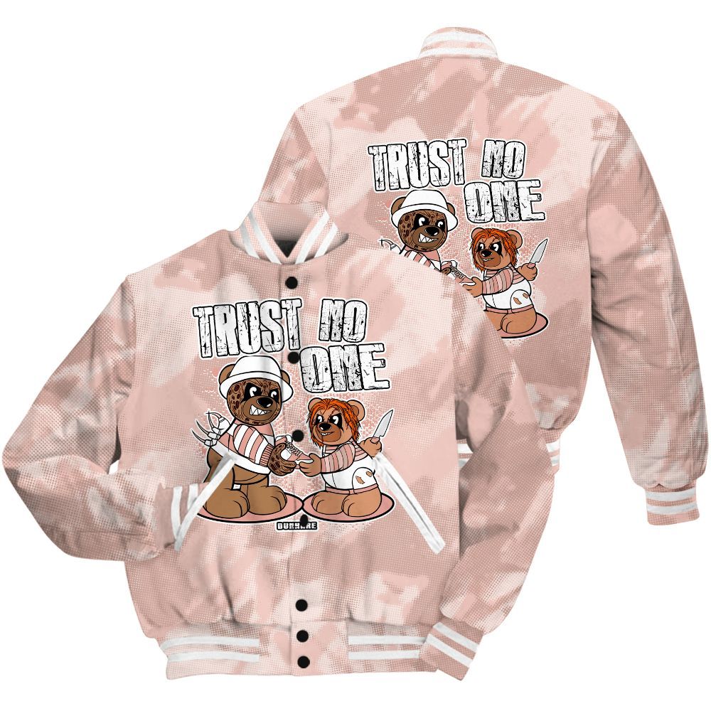 Varsity Jacket To Match Low Legend Pink 11s Shirt - Trust No One Bear Abstract Halftone All Over Print