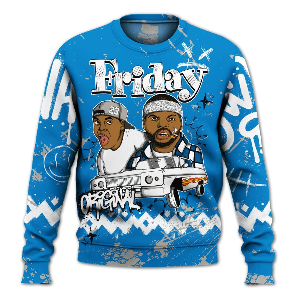 Sweatshirt To Match Industrial Blue 4s - Friday Sneaker Crayon All Over Print