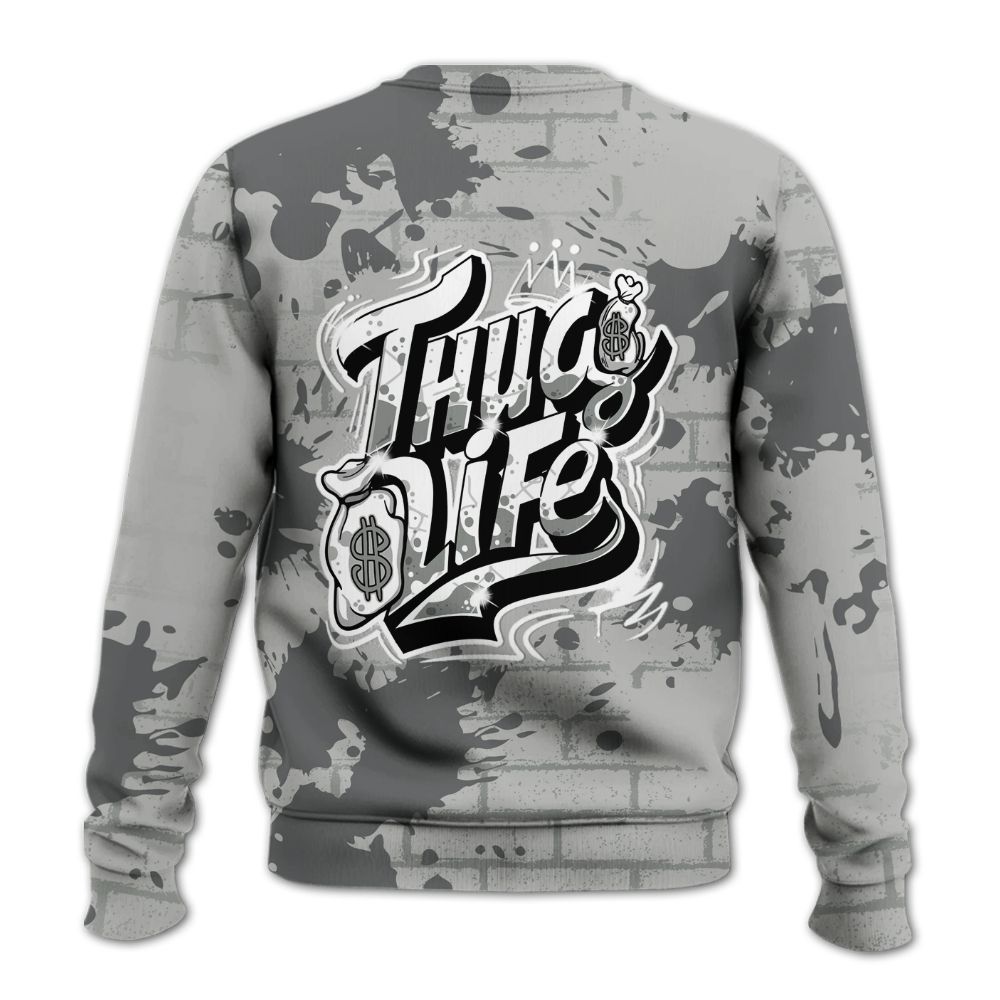 Sweatshirt To Match Retro Wet Cement 4s - Free Thug Living Graphic Brick Art All Over Print