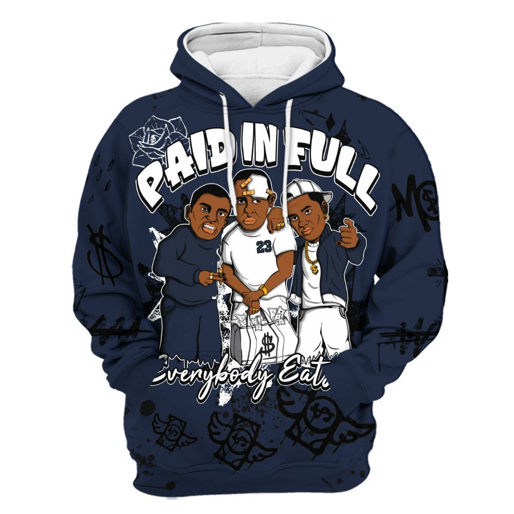 Hoodie To Match Dunk Low White Midnight Navy - Everybody Paid In Full Crayon All Over Print