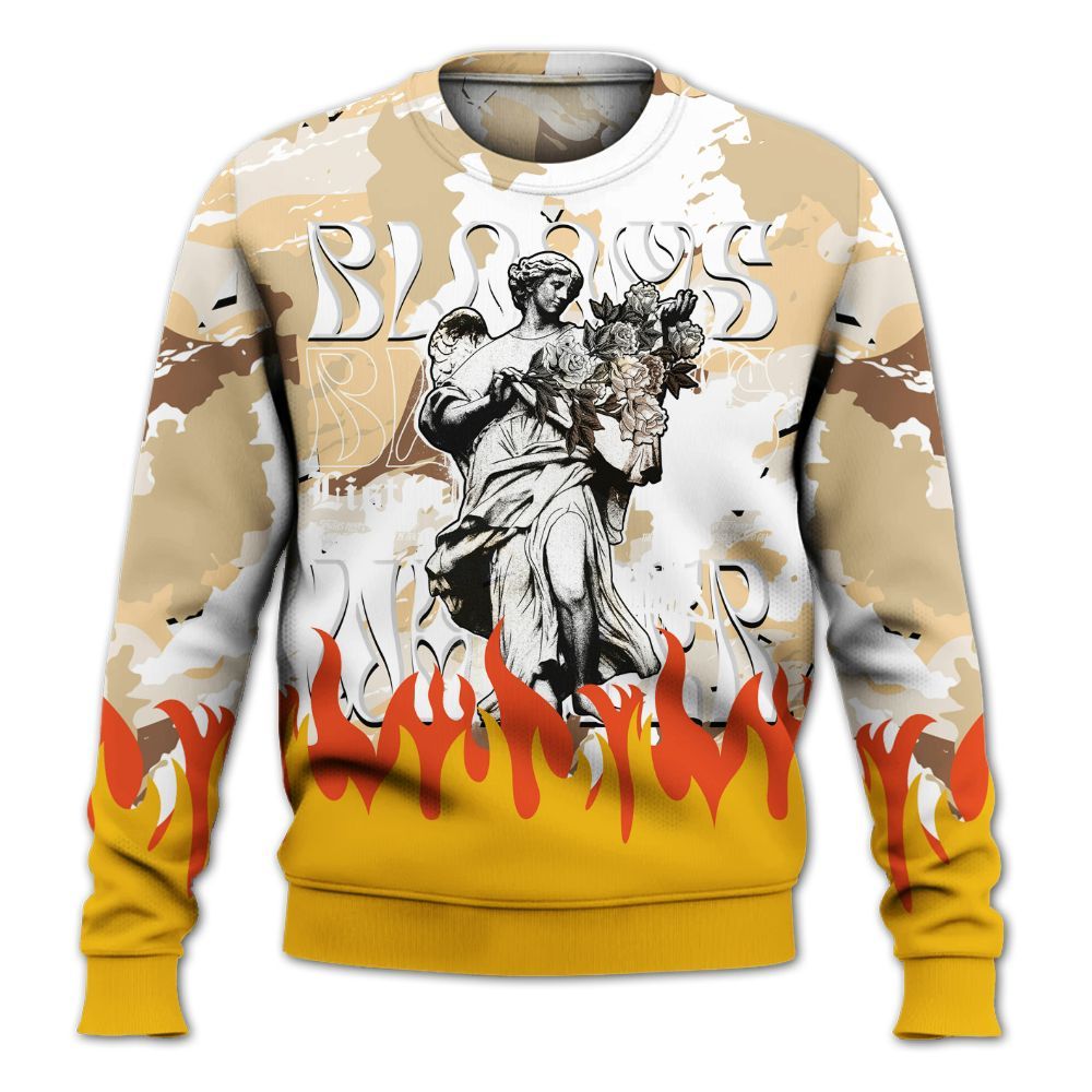 Sweatshirt To Match Desert Camo 3s - Blooms Whisper Retro All Over Print