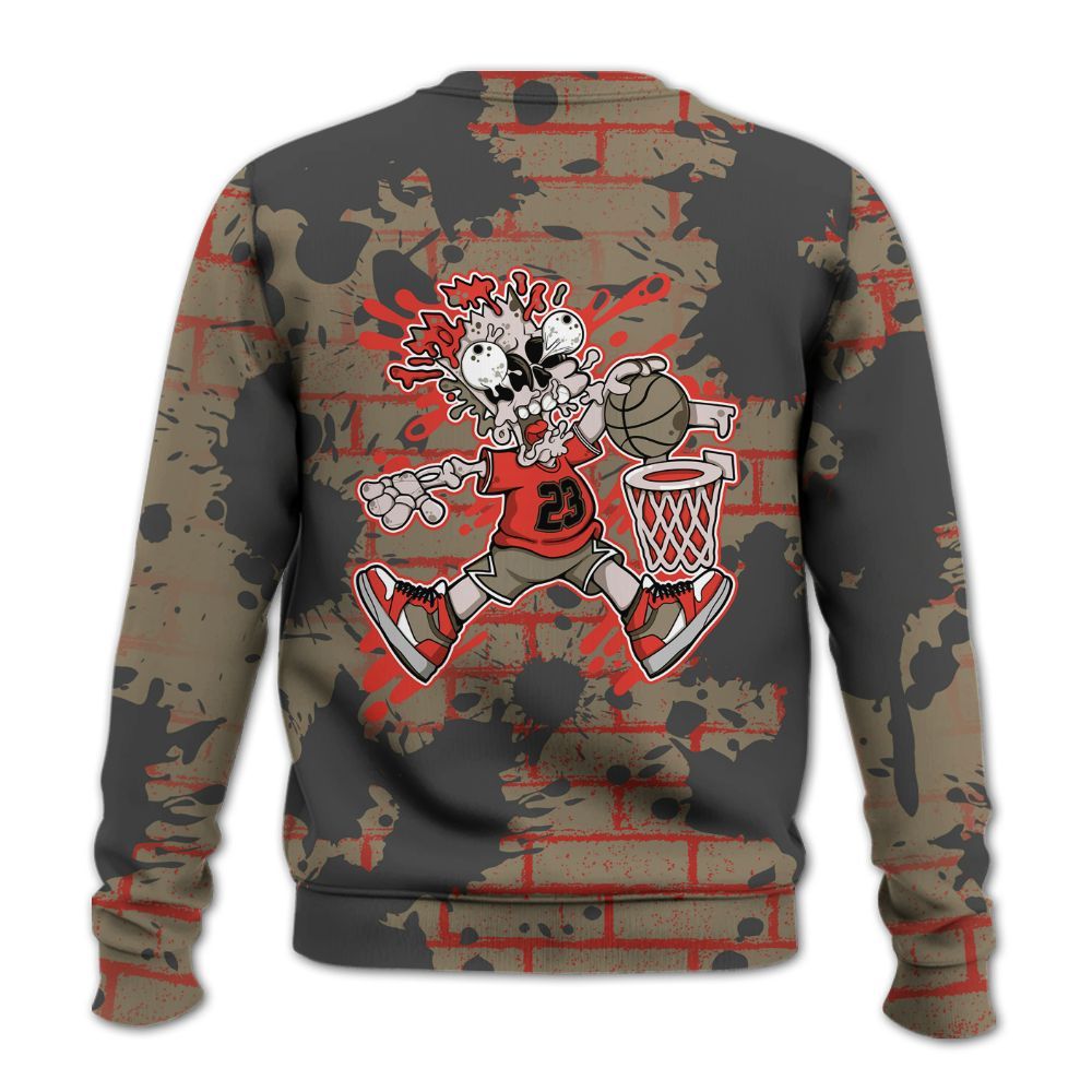 Sweatshirt To Match Olive 9s - 85's Dunks Graphic Halloween All Over Print