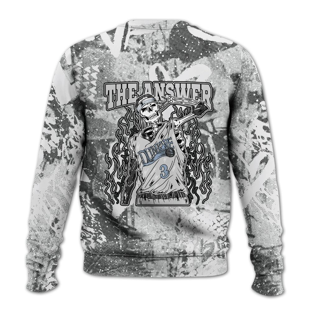 Sweatshirt To Match Reverse Black White 6s - Allen Answer Skeleton Heart All Over Print