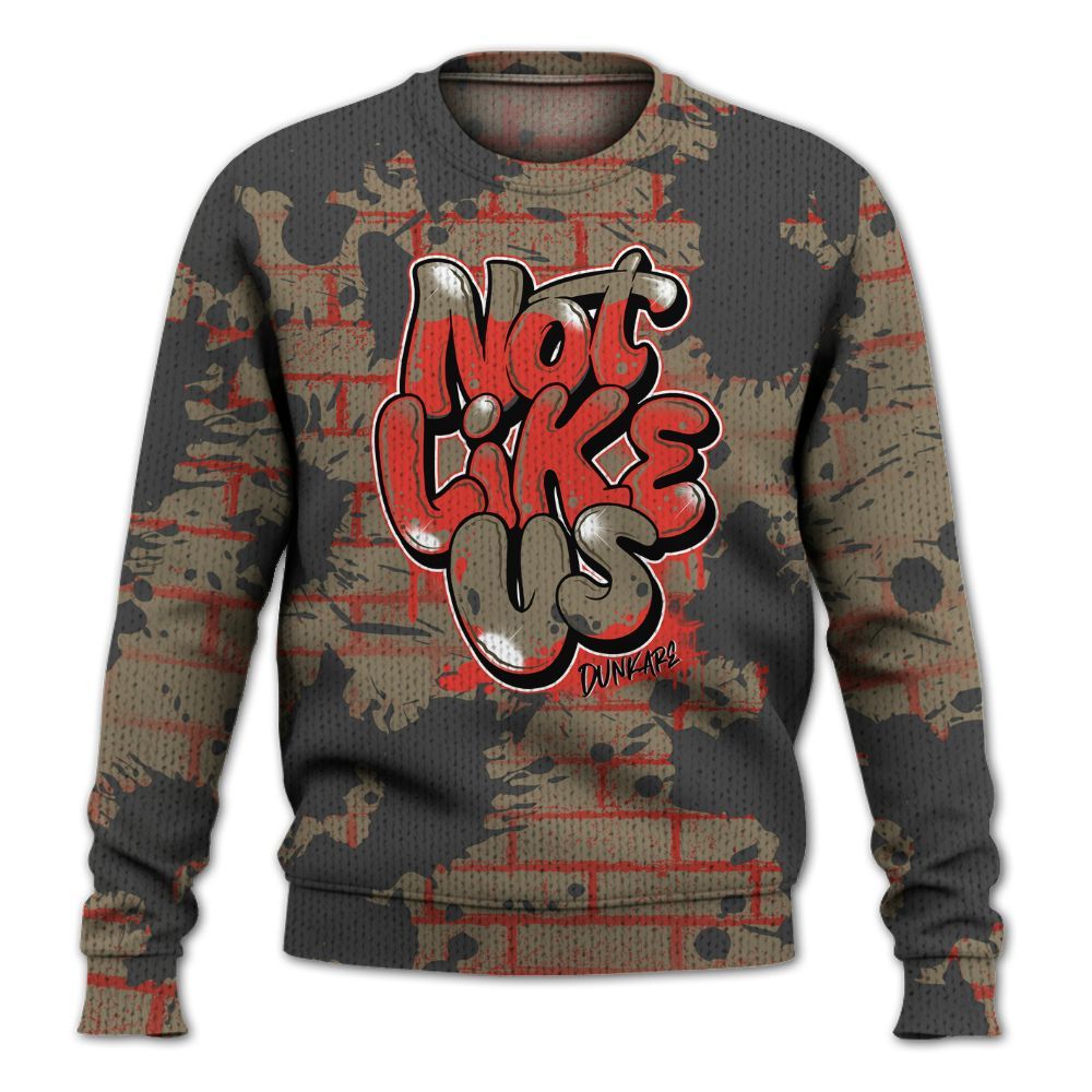 Knitted Sweater To Match Olive 9s - None Like Us Graphic Brick Art