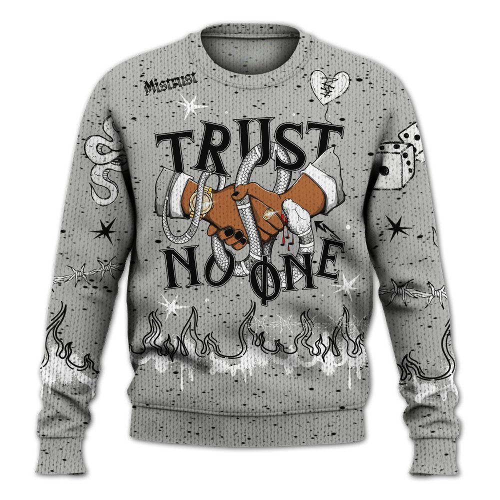 Knitted Sweater To Match Retro White Oreo 4s - Trust No One Snake-Bite Doodle Crayon