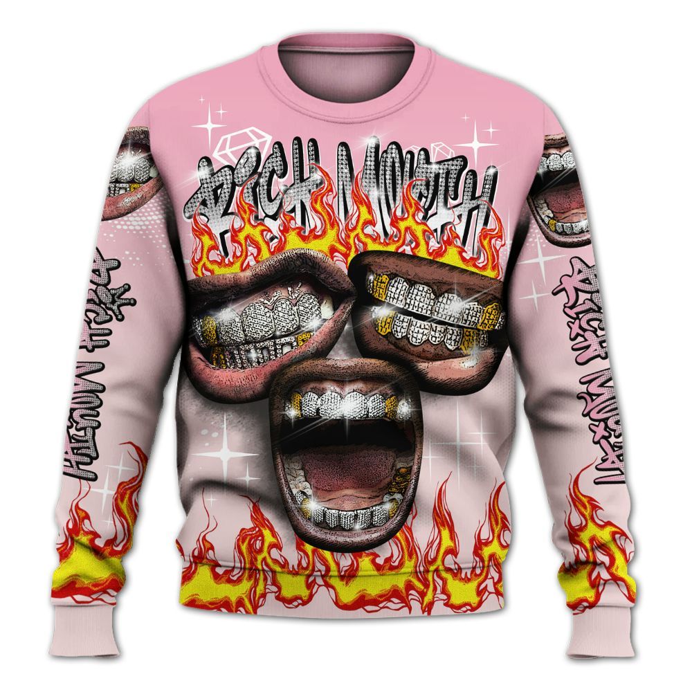 Sweatshirt To Match Dunk Low KD 17 Aunt Pearl - Rich Mouth Fire Rap Retro 90s All Over Print