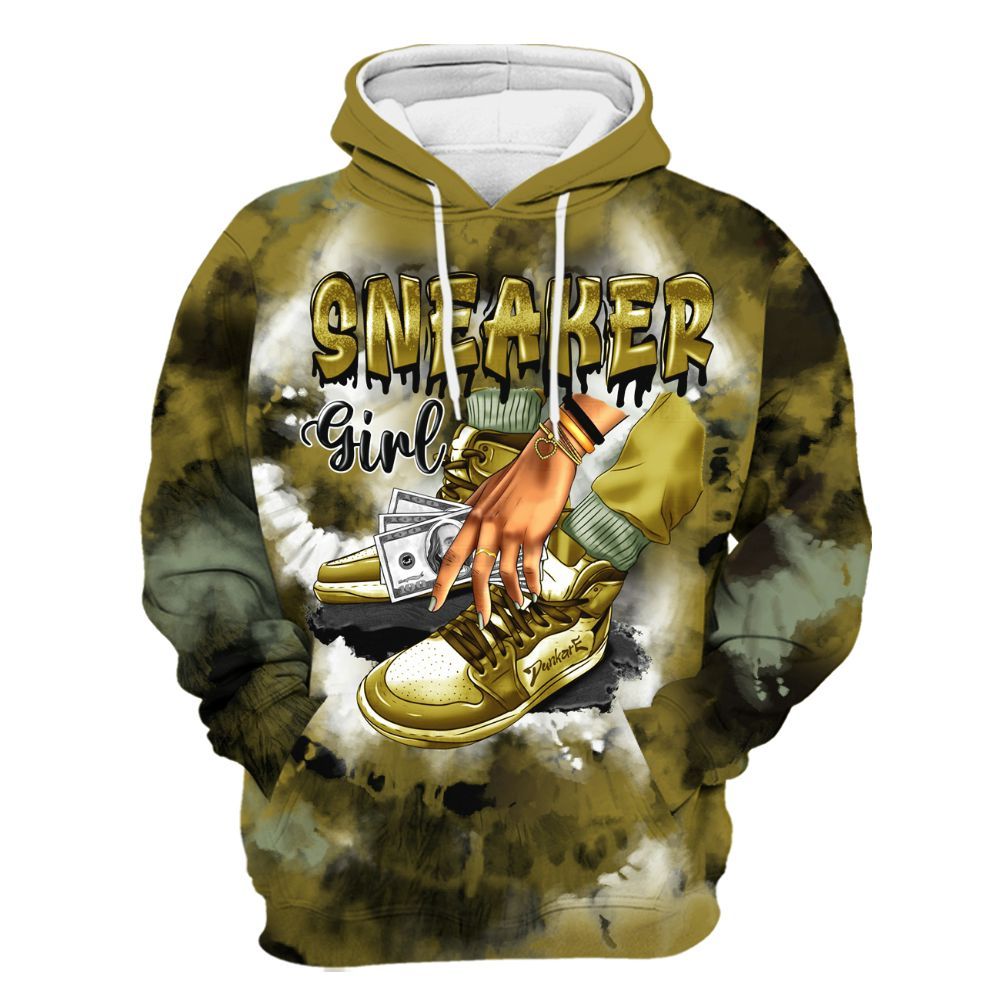 Hoodie To Match Air Flightposite Metallic Gold - SNEAKER Girl Money Drip Tie Dye All Over Print