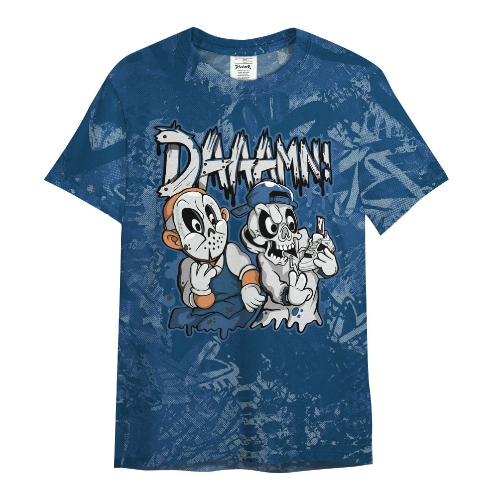 Shirt To Match High OG Midnight Navy 1s - Damn Shoe Graphic Heart Grunge All Over Print