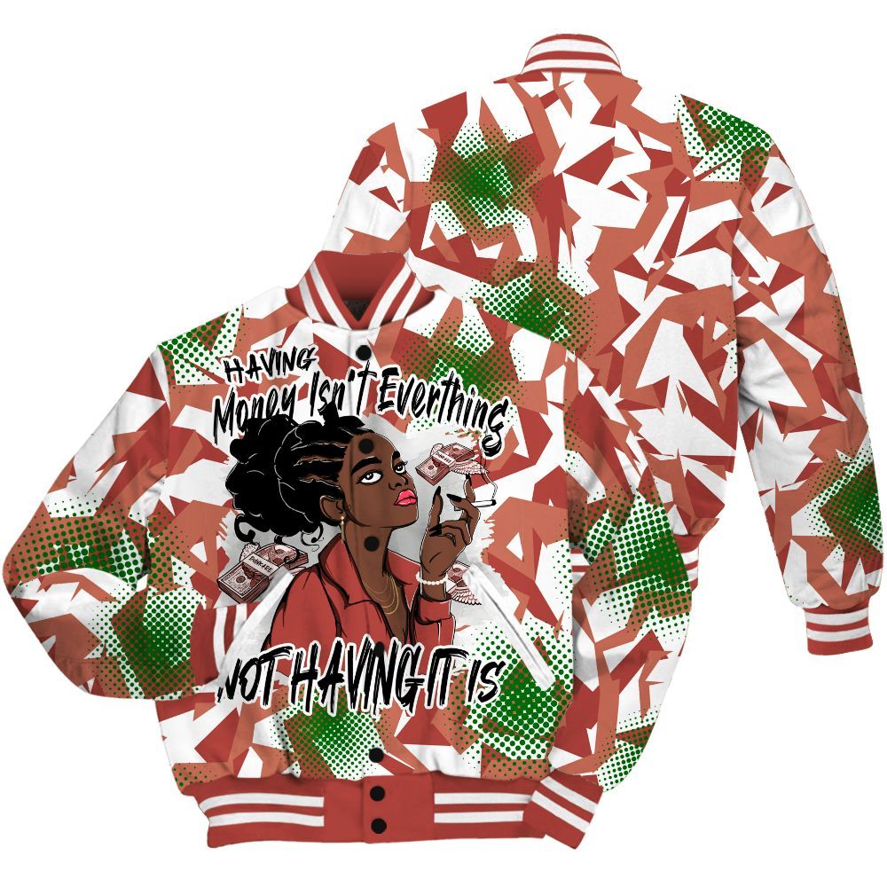 Varsity Jacket To Match Dune Red 13s - Having Money Isn't Everthing Retro All Over Print