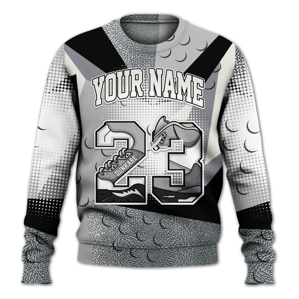 Sweatshirt To Match Cement Grey Silver 3s - Custom Name 23 5s All Over Print