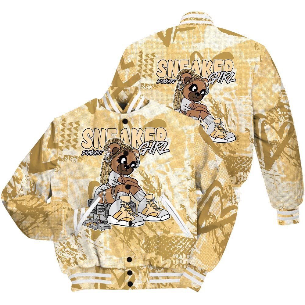Varsity Jacket To Match Craft Paris 6s Shirt - Sneaker Girl Bear Heart Grunge All Over Print