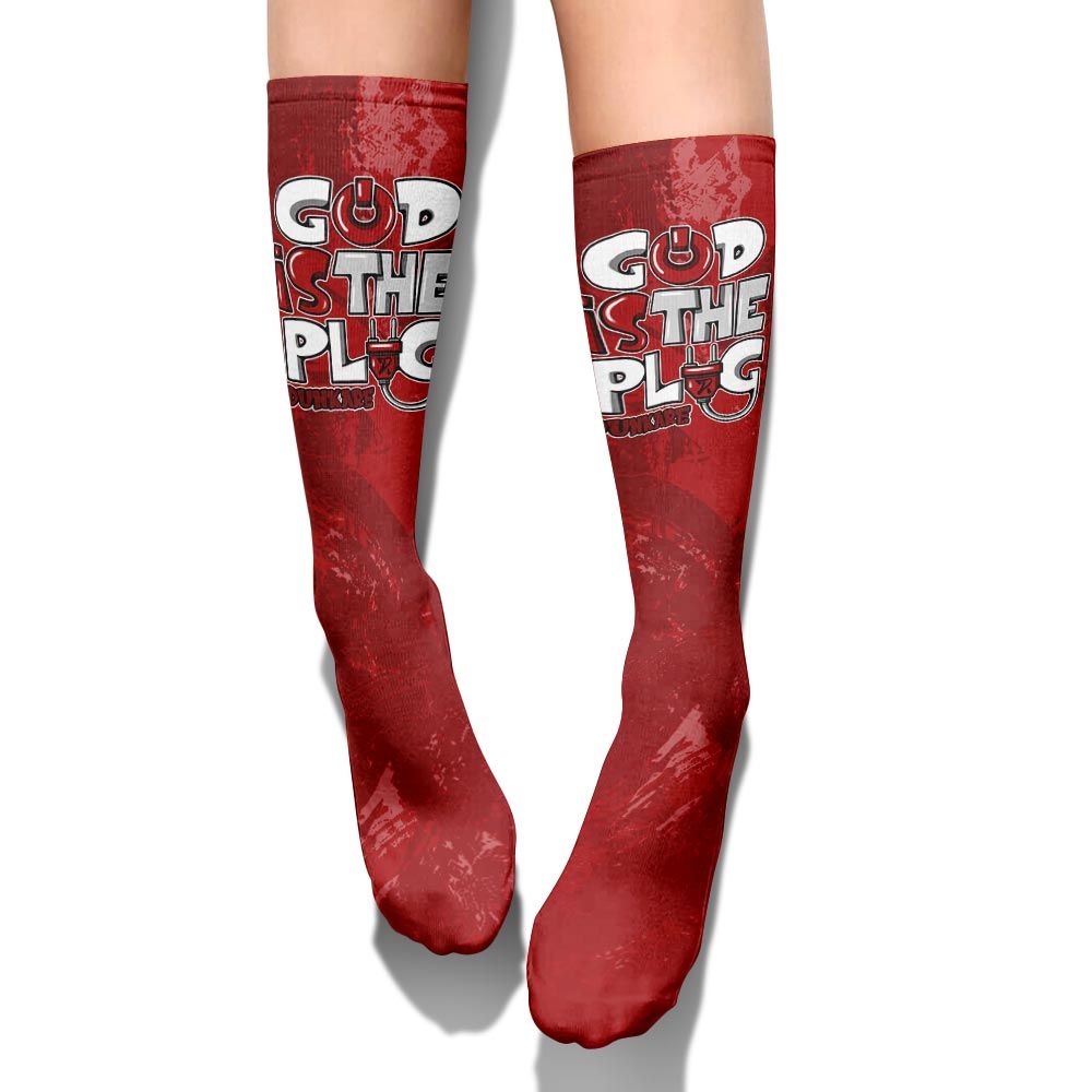 Sock To Match Red Taxi 12s - God Is The Power Cord Circle Splash
