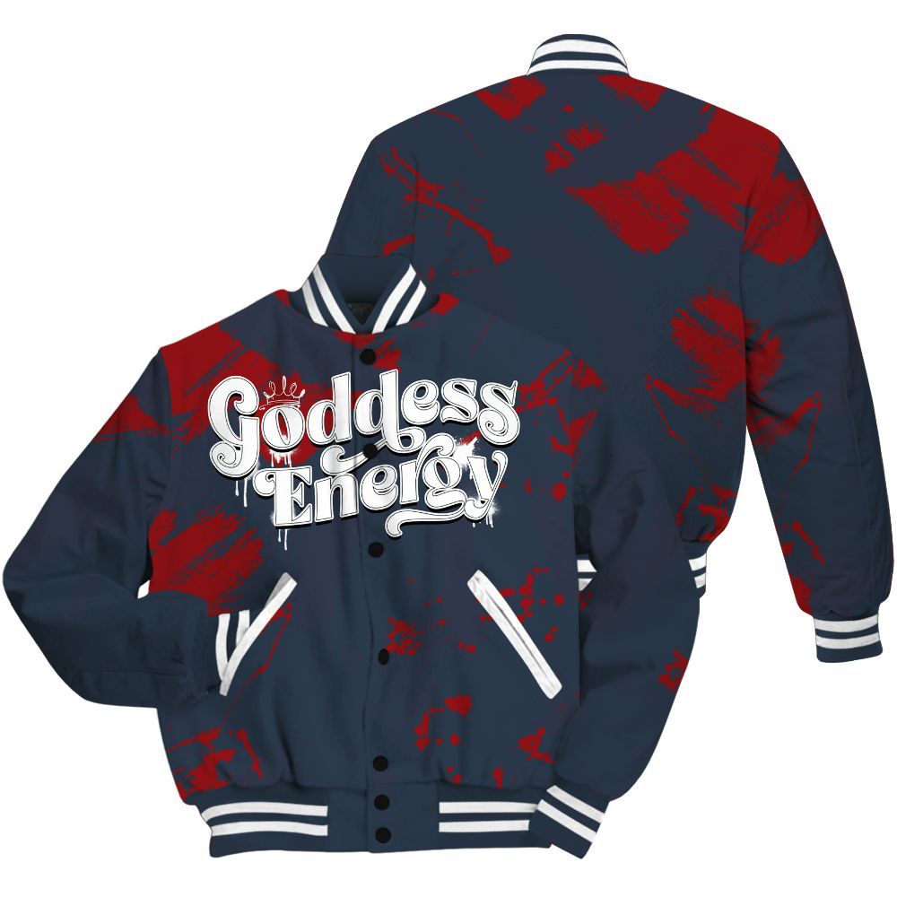 Varsity Jacket To Match Navy Blue 2024 6s - Goddess Energy Retro All Over Print