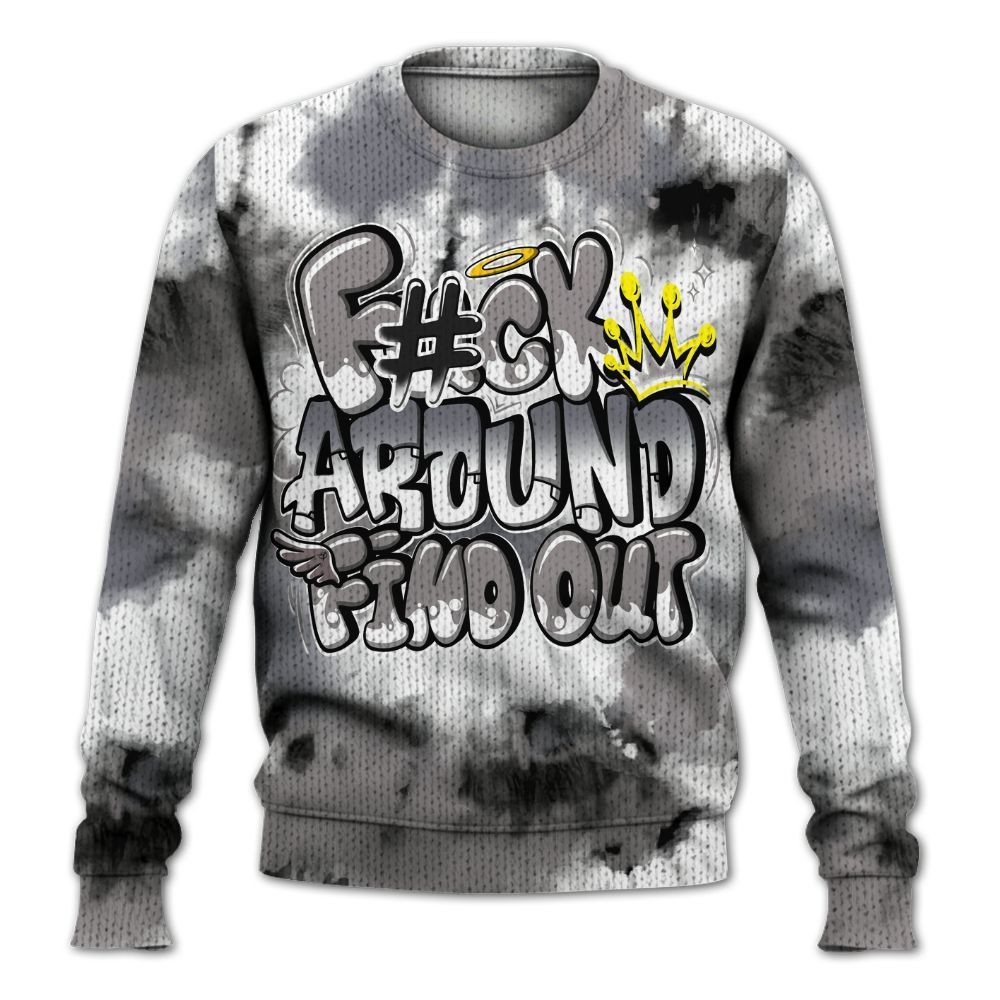 Knitted Sweater To Match Cool Grey 11s - Tie Dye FK Around Find Out
